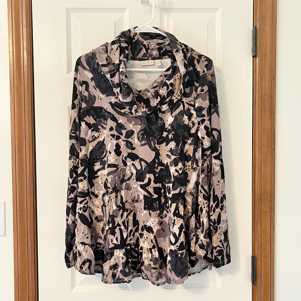 Cowl Neck Ruffle Hem Top